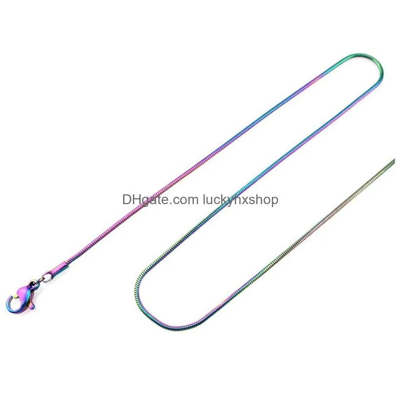 Chains 1.2Mm Rainbow Color Chain Necklace 22 Stainless Steel 22Inch1523520 Jewelry Necklaces Pendants Dhon0
