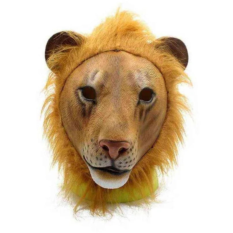 Party Masks Latex  Mask Fl Face Animal Masks Halloween Masquerade Birthday Party Cosplay L220711 Home Garden Festive Party Supplie Dhstu