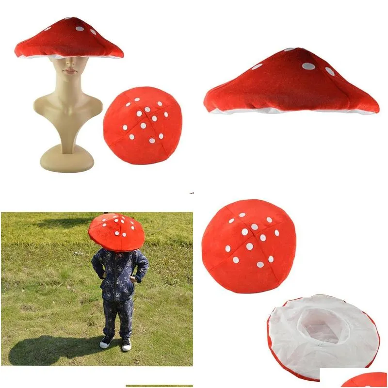 Beanie/Skull Caps Mushroom Costume Party Decoration Kids Funny Hats For Children Shooting White And Red 220808 Fashion Accessories Hat Dh8Ht