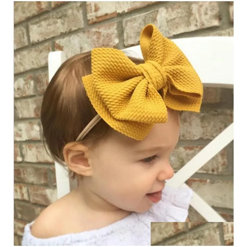 Hair Accessories Nylon Headbands Girls Headwrap Bow Head Band Headband Elastic Nude Candy Color Top Knot Turban Baby Hair Accessories Dhe4T