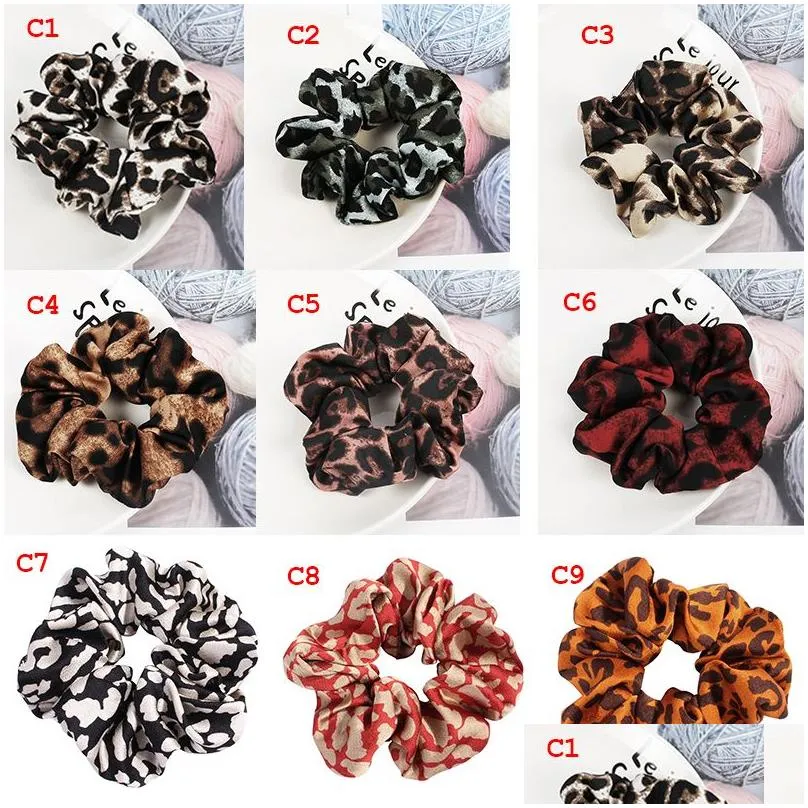 Hair Accessories 117 Styles Lady Girl Hair Scrunchy Ring Elastic Bands Pure Color Leopard Plaid Large Intestine Sports Dance Scrunchie Dh8Rn