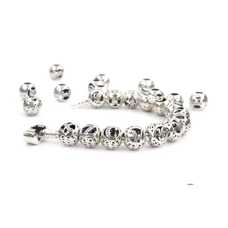 Silver Authentic 925 Sterling Sier 26 Letters Beads Crystal Big Hole Loose Alphabet Charms For Bracelets Jewelry Making Craft Jewelry Dh8Jz