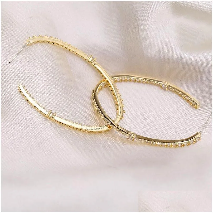 Hoop & Huggie Vecalon 925 Sier Large Hoop Earrings Gold/Sier Color For Women Big Circle Sterling Wedding Jewelry Party Jewelry Earring Dha0M