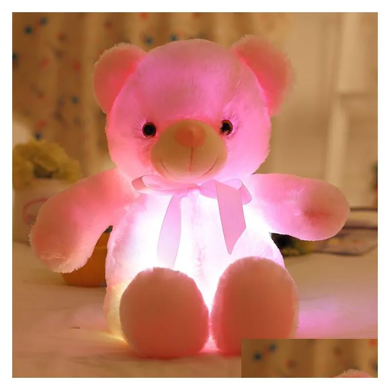 30Cm 50Cm Colorf Glowing Teddy Bear Luminous Plush Toys Kawaii Light Up Led Stuffed Doll Kids Christmas