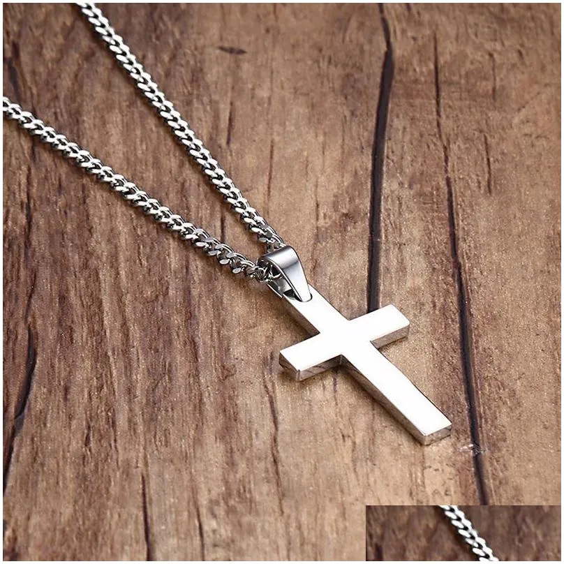 Pendant Necklaces Fashion Cross Necklaces For Women Men Relius Crucifix Pendant Gold Sier Black Chains Luxury Jewelry Gift Jewelry Nec Dhayv