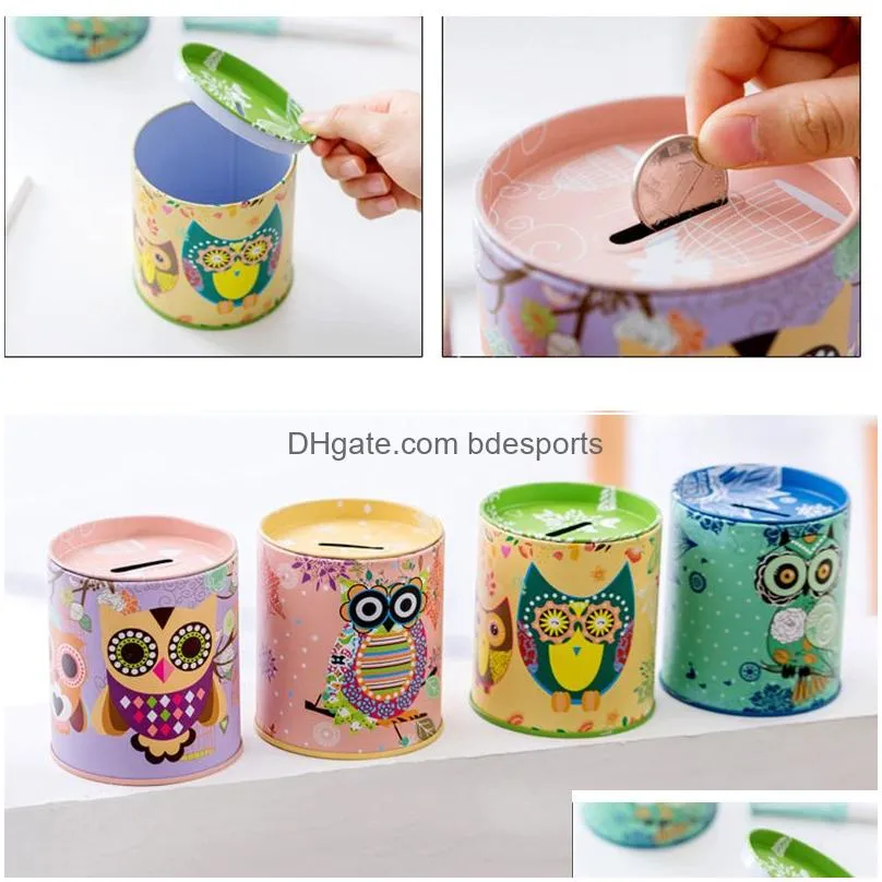 Desk & Drawer Organizers Wholesale Owl Cartoon Pen Holder Vase Color Pencil Box Makeup Brush Stationery Desk Set Tidy Design Piggy Ban Dhz0P