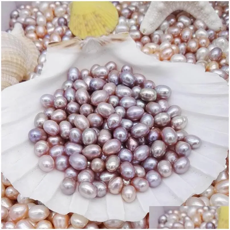 Pearl High Quality 6-7Mm Oval Pearls Seed Beads 3Colors White Pink Purple Loose Freshwater For Jewelry Making Supplies Jewelry Loose B Dhvcb