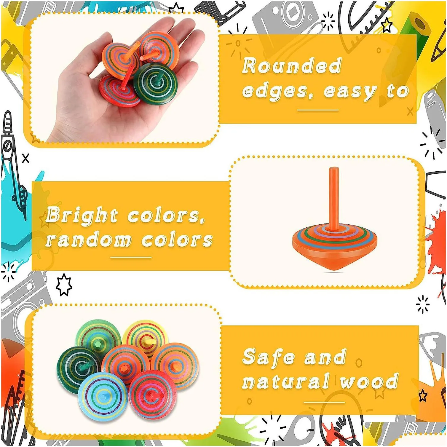 wood colorful tops for kids wooden gyroscopes toy educational toys kindergarten game rainbow gyro for family games