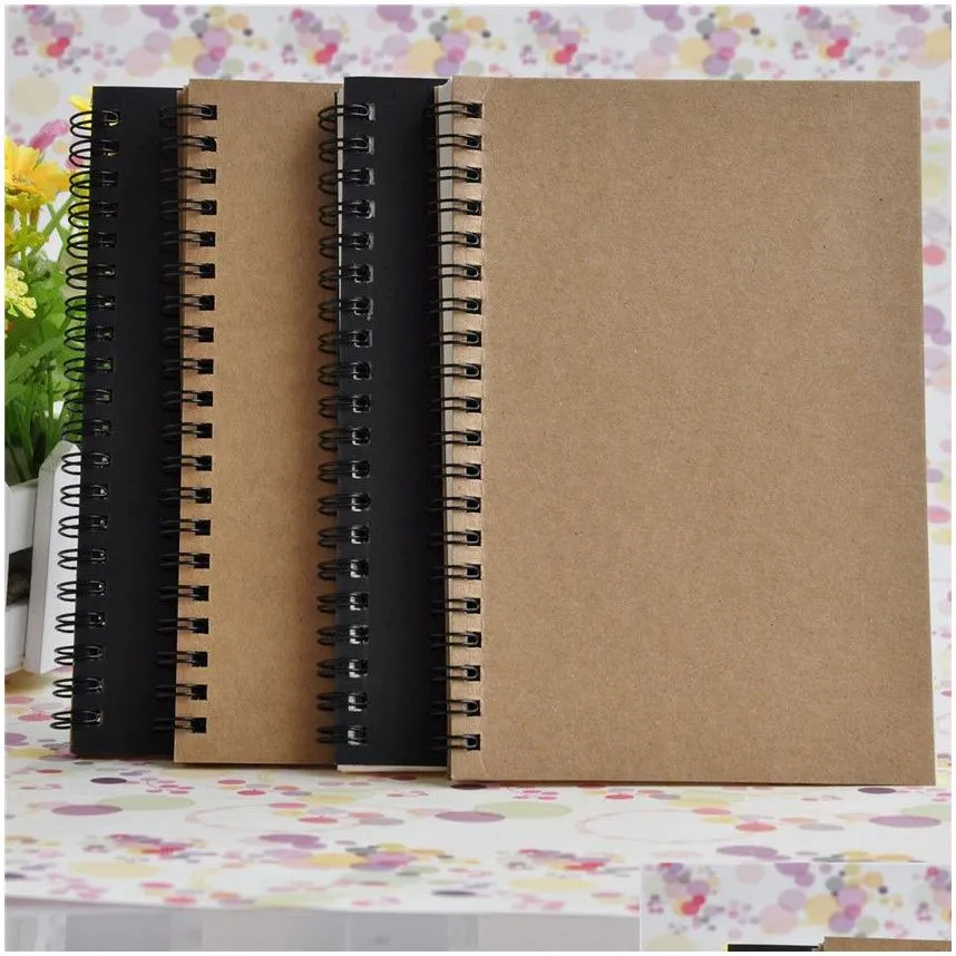 Notepads Wholesale Kraft Er Notebooks Journals Planner Notepads With Blank Paper Brown Copybook Diary For Travelers Ding Painting Offi Dhx9P