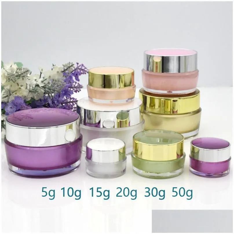 Packing Bottles Wholesale 5G 10G 20G 30G Portable Acrylic Cosmetic Makeup Face Cream Jar Sample Container Bottle Refillable Pot Office Dhbof