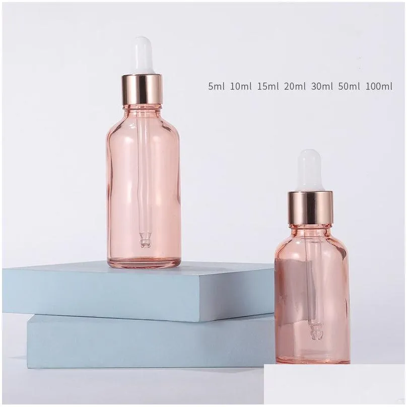 Packing Bottles Wholesale Eye Dropper Bottle Pink Glass Bottles Translucence Essential Oil Empty Per Packaging Container Office School Dhafk