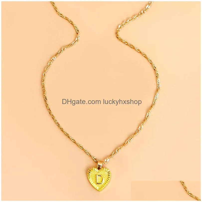 Pendant Necklaces Fashion Gold Plated Heart Alphabet Initial Necklace For Women Letter Jewelry51228165049451 Jewelry Necklaces Pendant Dhimu