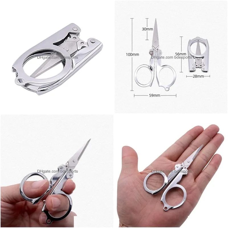 Utility Knife Wholesale Stainless Steel Folding Scissors Mini Convenience Travel Sier Tailor Household Hand Tools Office School Busine Dh5Jo