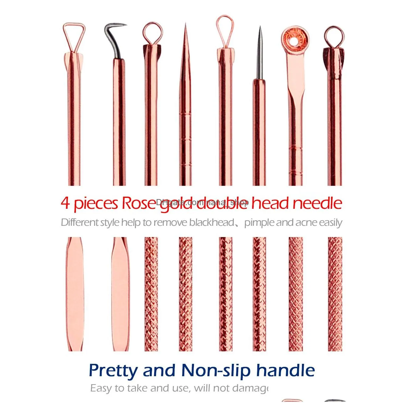 Cleaning Tools & Accessories 4Pcs Set Stainless Steel Blackhead Comedone Extractor Rose Gold Sier Pimple Spot Cleanser Beauty Face Cle Dheup