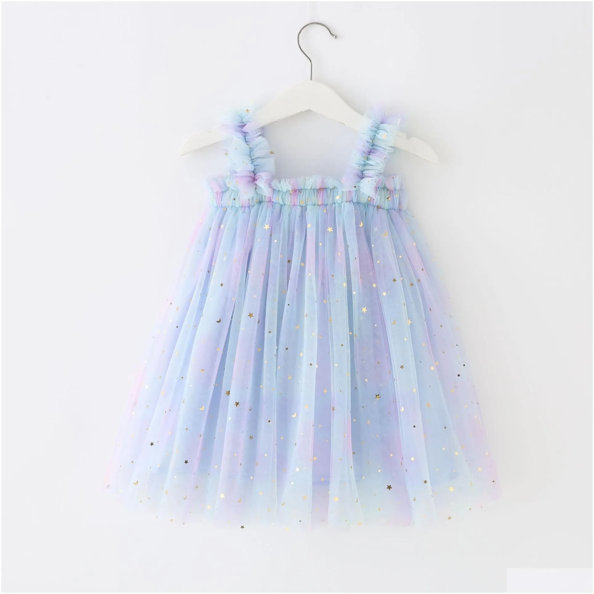 Girl`S Dresses Ins Summer Girl Clothing Colorf Mesh Dress Kids Sleeveless Suspender Elegant Baby, Kids Maternity Baby Kids Clothing Dhauj