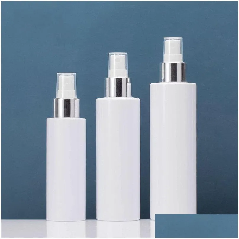 Packing Bottles Wholesale 100Ml/150Ml/200Ml Refillable Bottle Plastic Per Empty Thickened White Flat Shoder Cosmetic Container Office Dhtax