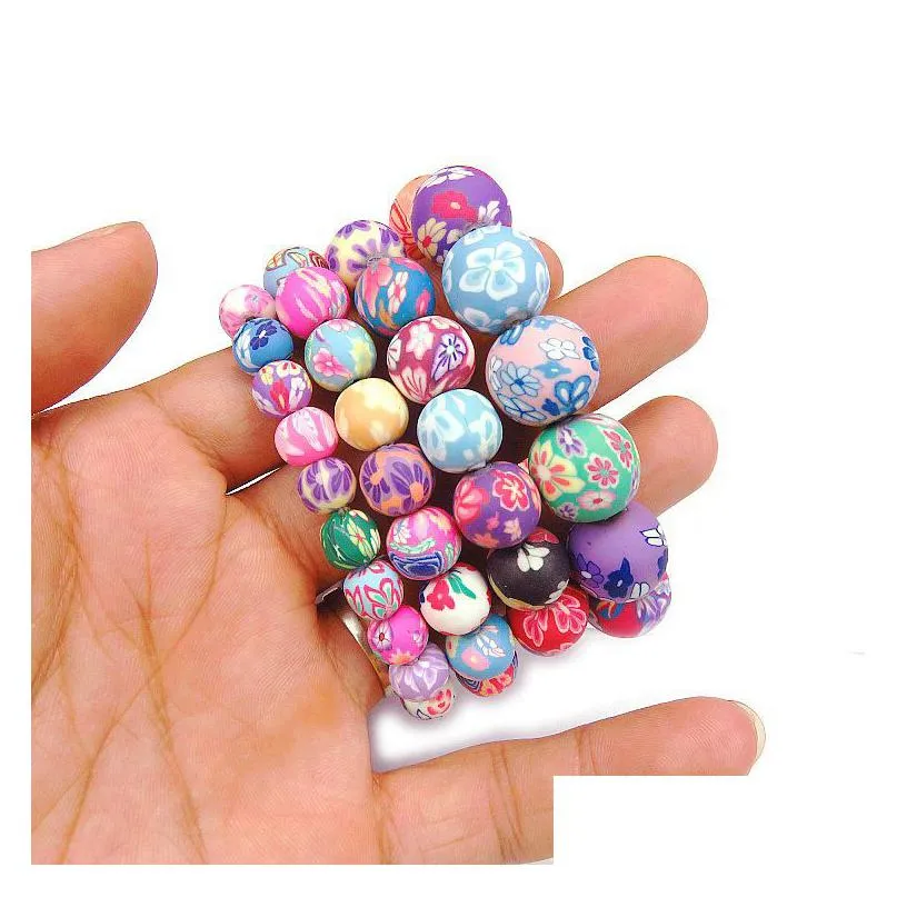 Beaded New Fimo Printing Beaded Chains Bracelets For Women 8-14 Mm Flower Soft Y Beads Wrap Bangle Fashion Handmade Diy Jewelry Jewelr Dhu2Q