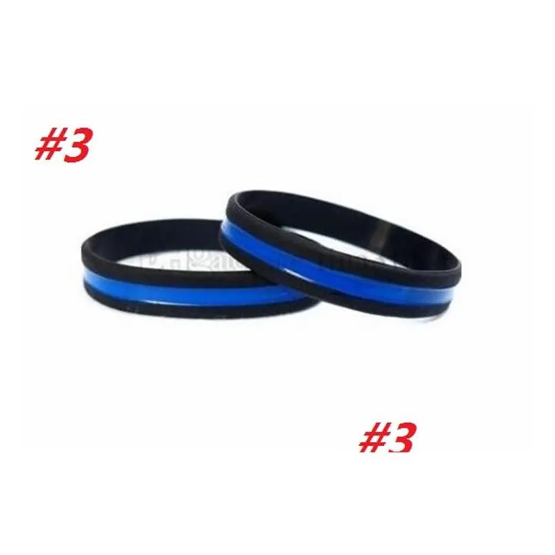 Party Favor Party Favor 13 Styles 500Pc/Lot Thin Blue Line American Flag Bracelets Sile Wristband Soft And Flexible Great For Normal D Dhwzu