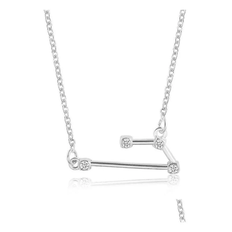 Pendant Necklaces 12 Zodiac Sign Card Necklaces For Women Men Constellation Horoscope Shape Pendant Gold Sier Chains Fashion Jewelry G Dhbkm