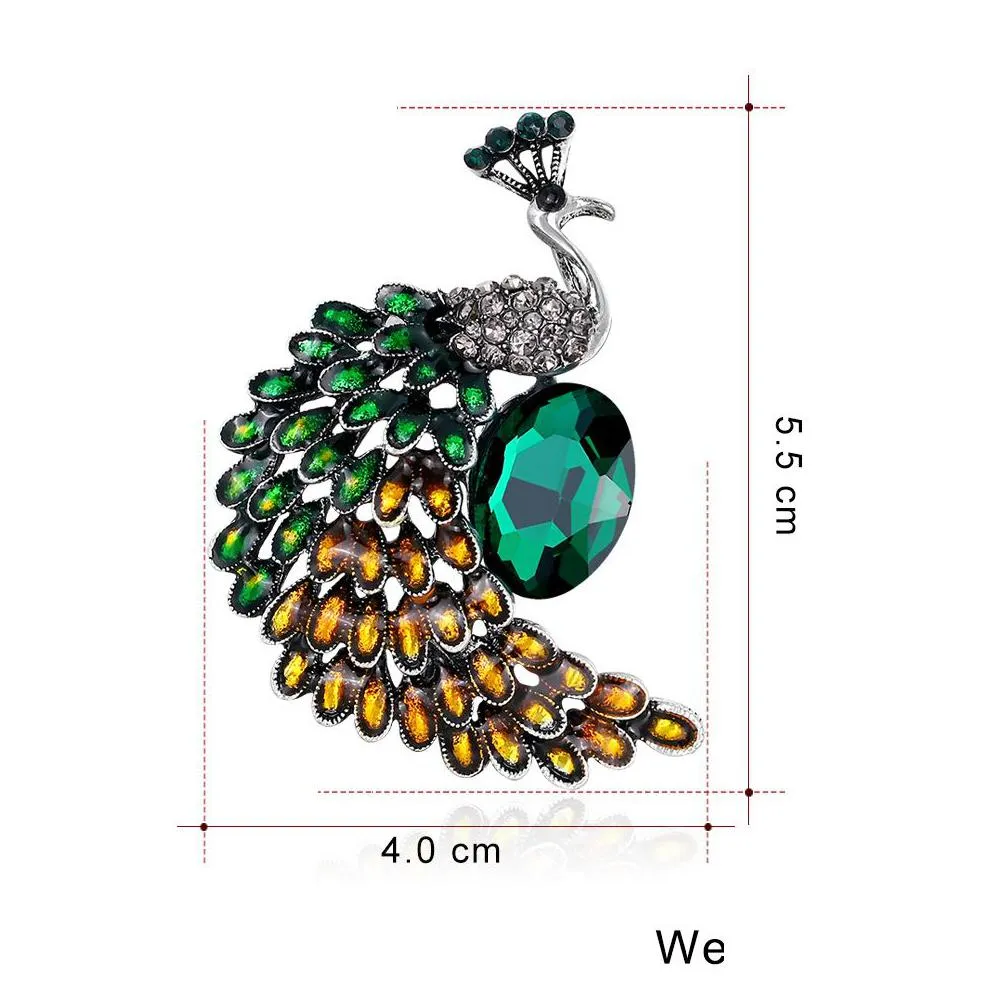 Pins, Brooches 2021 Mti Color Enamel Ainmal Brooches For Women Peacock Bee Butterfly Hedgehog Owl Flamingo Parrot Crystal Brooch Pins Dhai5