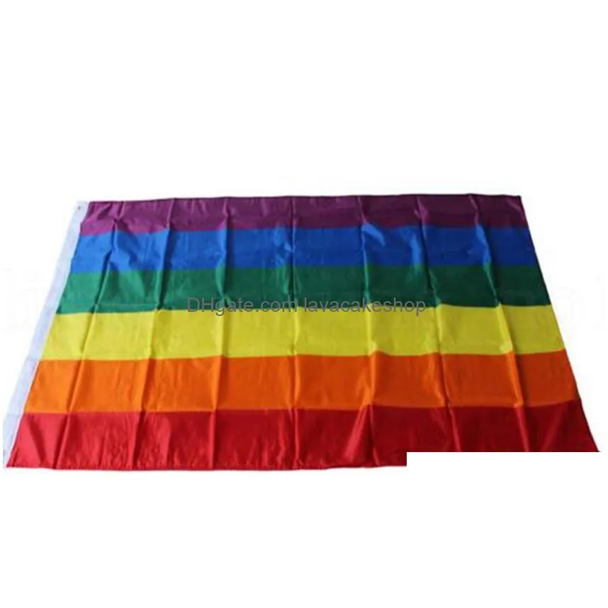 Banner Flags Rainbow Flag 3X5Ft 90X150Cm Lgbt Banner Polyester Colorf For Decoration 3 X 5Ft Kka6888 Home Garden Festive Party Supplie Dhg1V