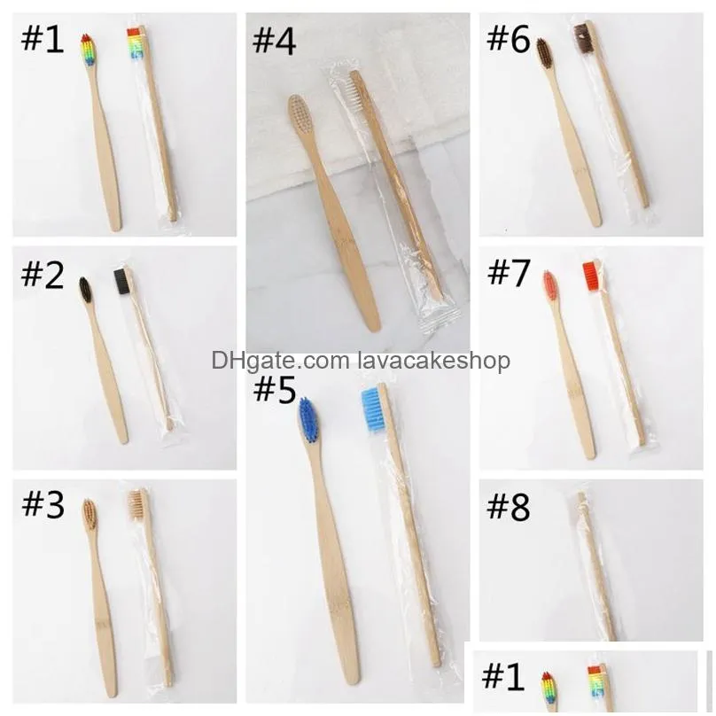 Disposable Toothbrushes Bamboo Toothbrush Soft Bristle Brush Natural Rainbow Color Oral Care El Disposable Home Bath Supplies Hhaa816 Dhqnd