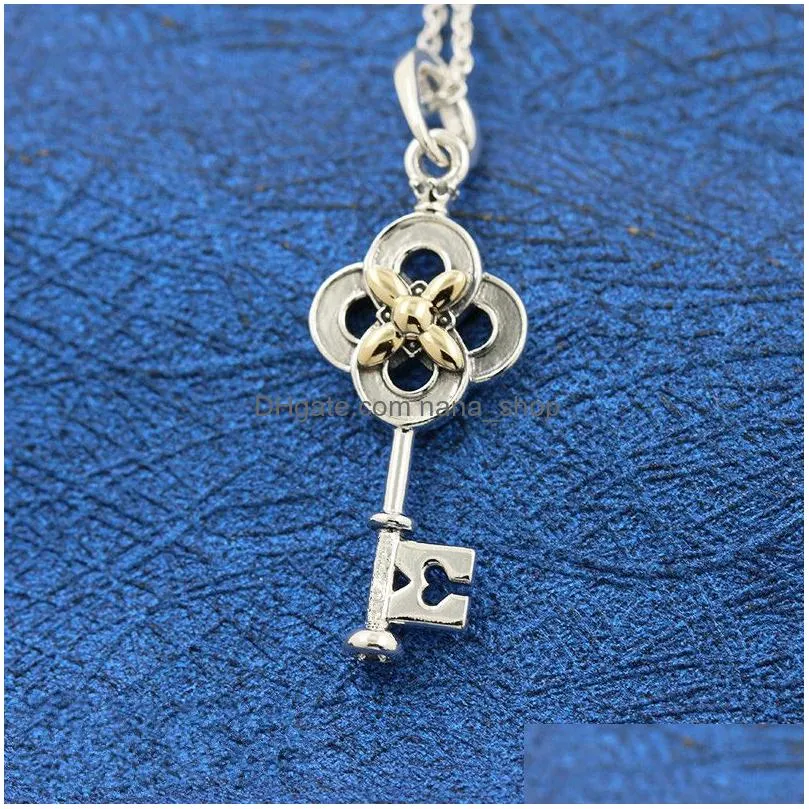 Pendant Necklaces 2021 Necklace 100 925 Sterling Sier Key Flower 14K Gold Plated Necklaces Fit Charms Pendants Diy Gift Jewelry 399339 Dhah6