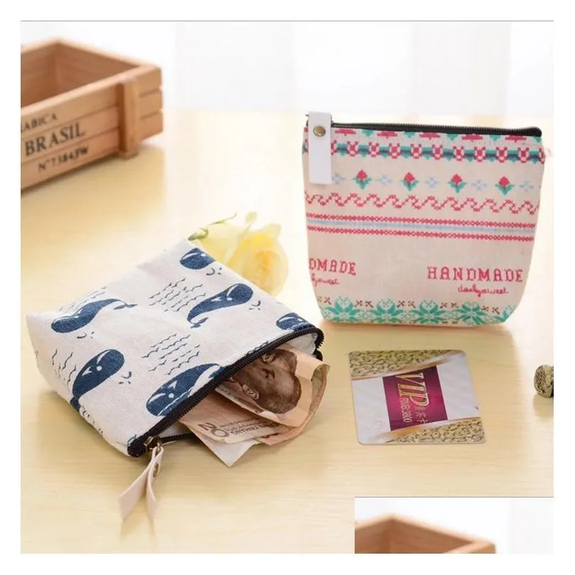 Storage Bags Mini Canvas Coin Bag Portable Zipper Purse Pouch Pocket Outdoor Money Bags Cute Washable Fabric Wallet 198 Home Garden Ho Dhbph