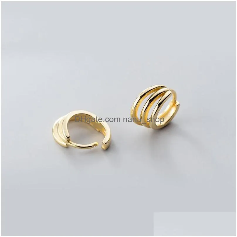 Stud Stud Sterling Sier Round Three Layers Earrings S925 Fashion Gold Color Jewerly For Women Giftstud Odet229886076 Jewelry Earrings Dhplo