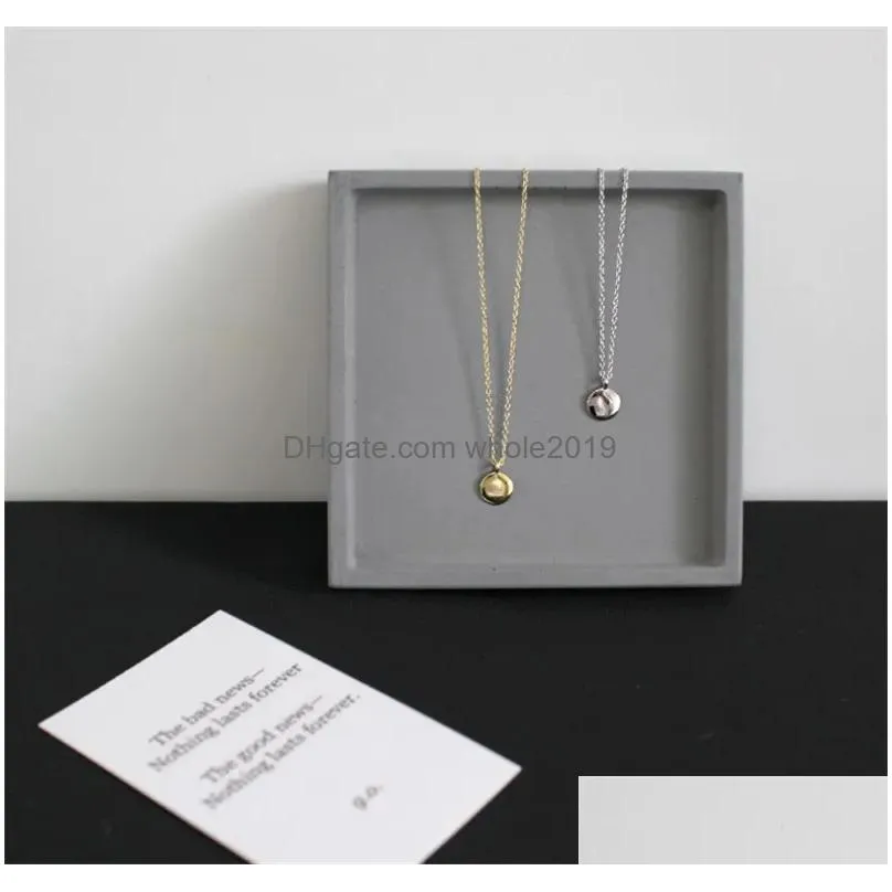 Pendant Necklaces 100% 925 Sterling Sier Layer Round Pendant Necklaces Gold Color Geometric Charm Necklace For Women Jewelry Jewelry N Dhz5S