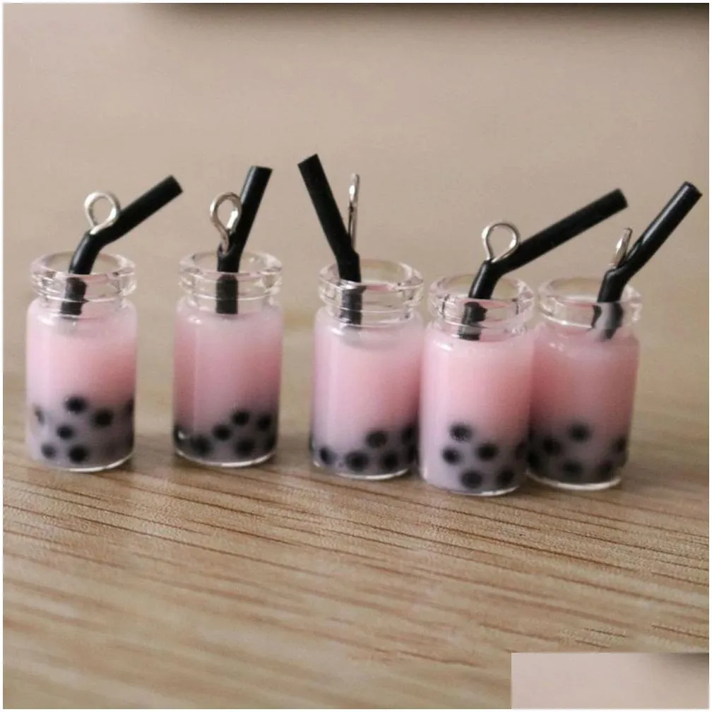 Decorative Objects & Figurines Colorf Mini Milk Tea Charms Pendant Accessories For Jewelry Craft Diy Keychain Earring 1536 Home Garden Dhnre
