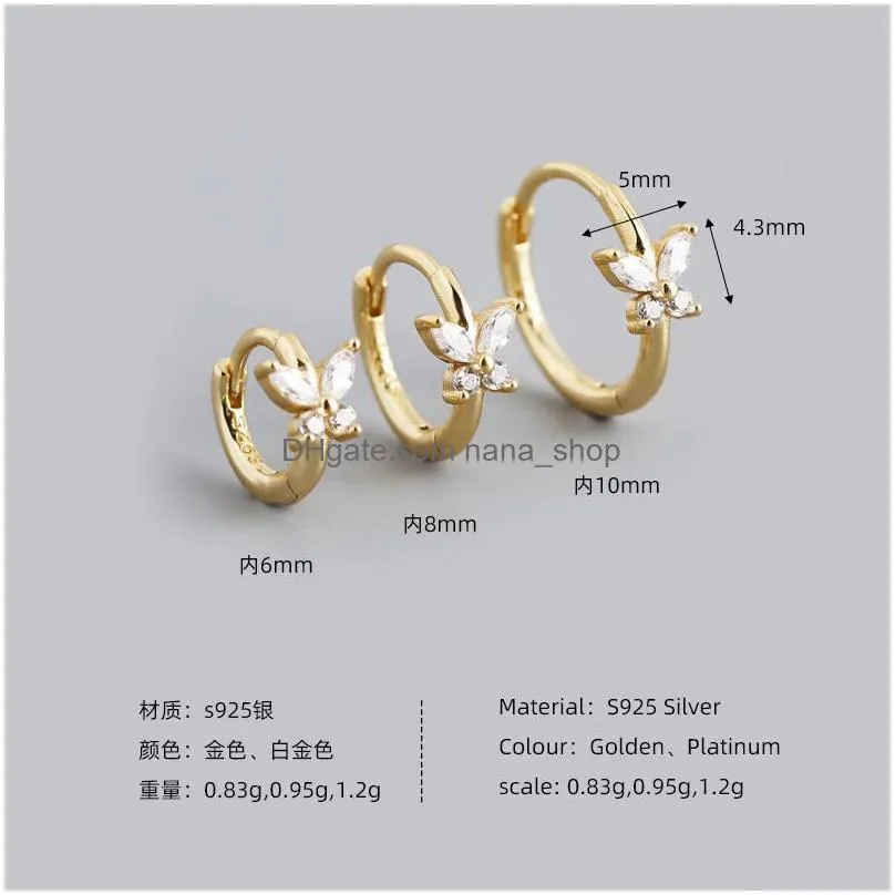 Hoop & Huggie Authentic 925 Sterling Sier Earring For Women Fashion Cz Zircon Butterfly Buckle Hoop Earrings Birthday Party Jewelry Ea Dh1Zb