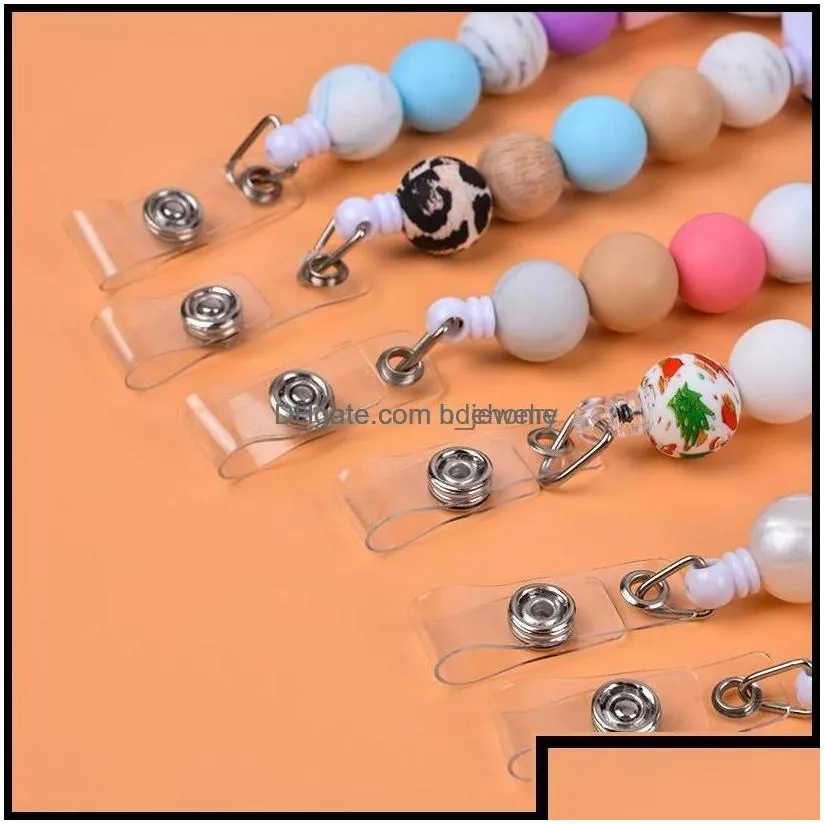 Key Rings Sile Bead Retractable Badge Reel Bpa Colorf Teething Chains Id Holder Belt Clip Jewelry Gift Drop Ot3Sh