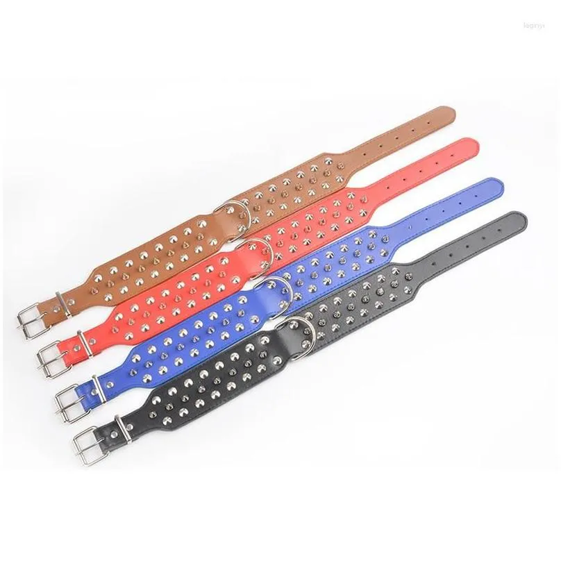 dog collars adjustable wide spiked collar rivet pu leather cat durable spike studded pet for small medium large breed