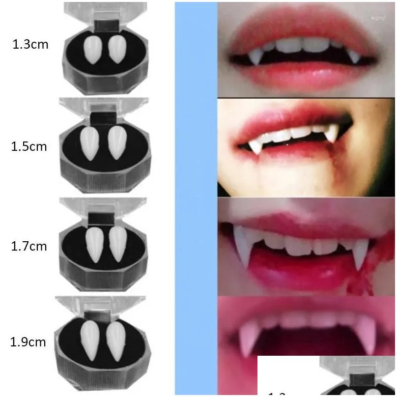 party decoration halloween vampire teeth environmentally resin a pair 1.9 cm horror denture props with tooth gel easy mount cosplay