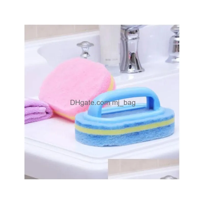 Party Favor Kitchen Cleaning Bathroom Toilet Glass Wall Clean Bath Brush Plastic Handle Sponge Bottom 291Q Home Garden Festive Party S Dhcyx