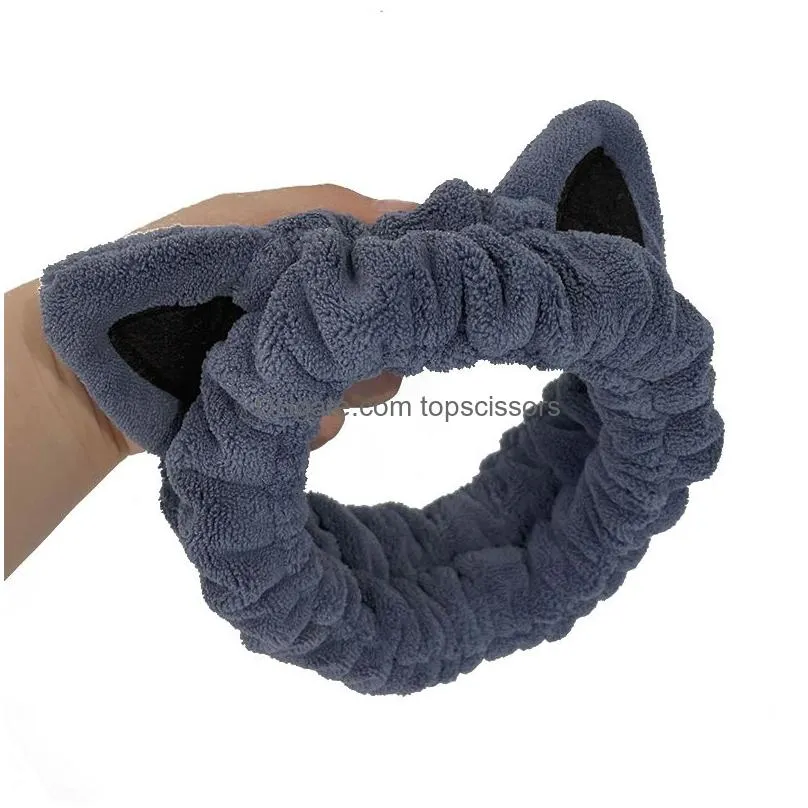 Hair Accessories Coral Fleece Headbands Cat Ears Face Wash Hair Band Makeup Wide Brim Soft Accessories Yoga Bandanas Hair Products Hai Dh04H