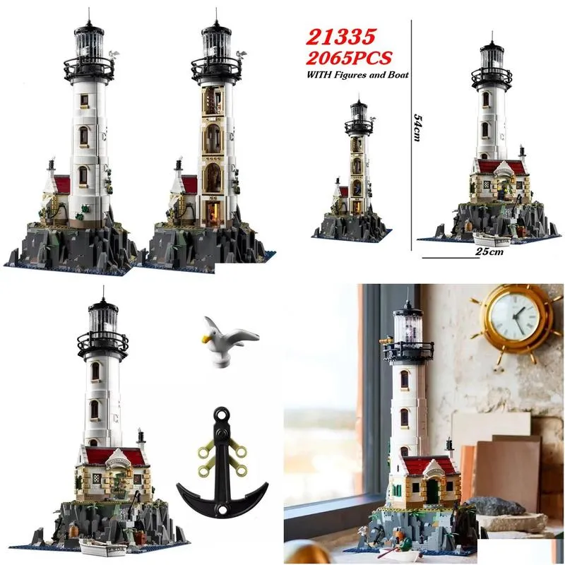 Blocks Blocks Electric Lighthouse 21335 2065Pcs Model Building Block Motorised Bricks Assembly Toys For Children Christmas Gifts Z0518 Dhml9