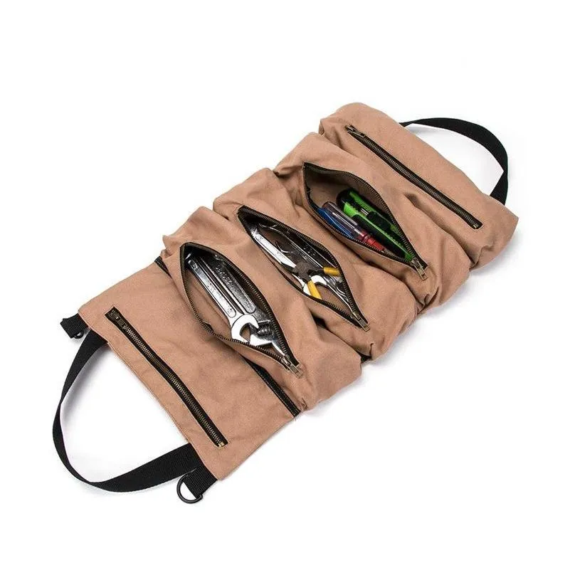storage bags car mounted pliers electrician tools bag backrest canvas foldable roll closet organizer