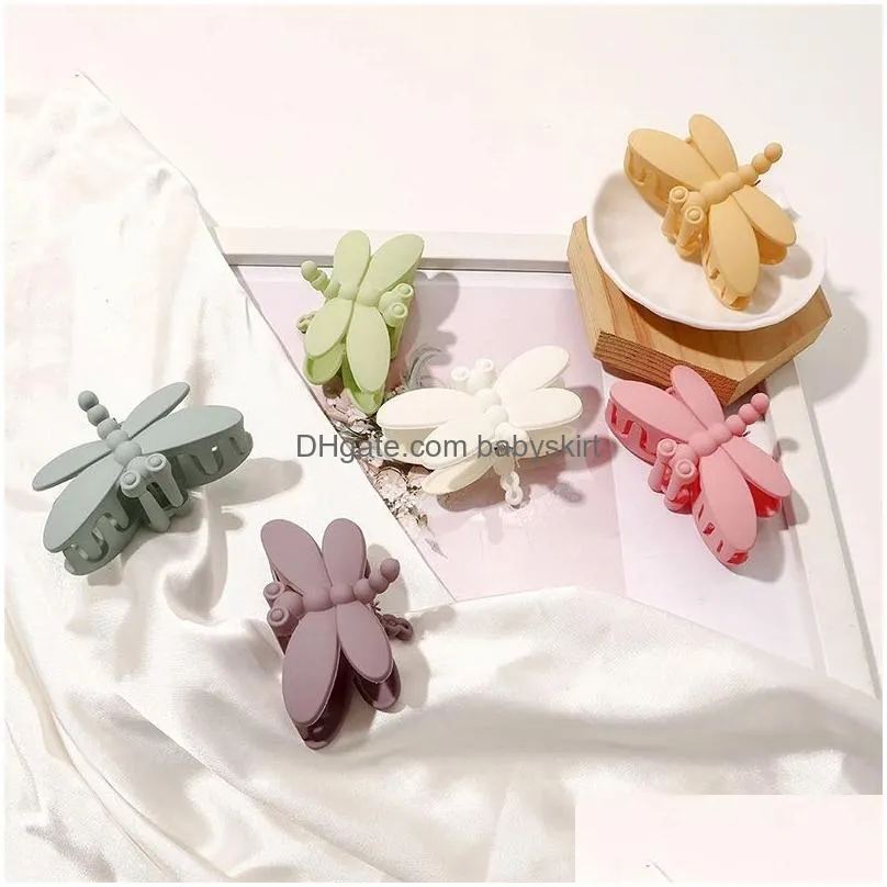 Hair Accessories Acetate Frosted Hair Claws Women Girls Dragonfly Clip Barrettes Solid Acrylic Claw Crab Hairpin Bohemia Accessories H Dhedl