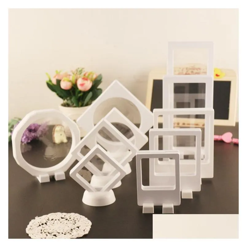 Jewelry Stand Packaging Display 3D Floating Frame Case Shadow Box With A Picture Rings Pendant Necklace Coins Medals Presentation Drop