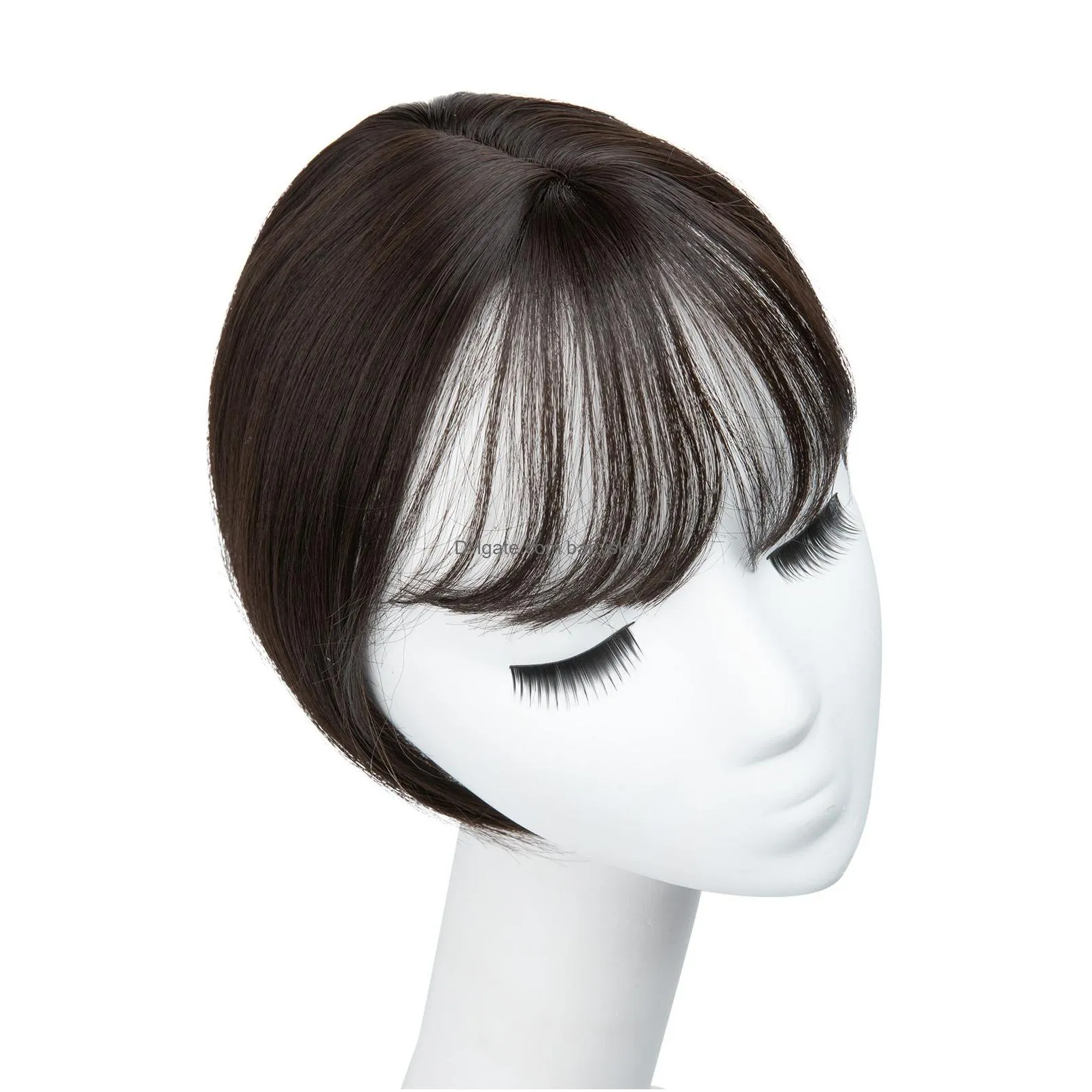 Bangs Air Bangs Synthetic Clip In Hair Topper With 10 Inch Straight Overhead Natural Invisible Replacement Er White Hair Products Hair Dhcsn