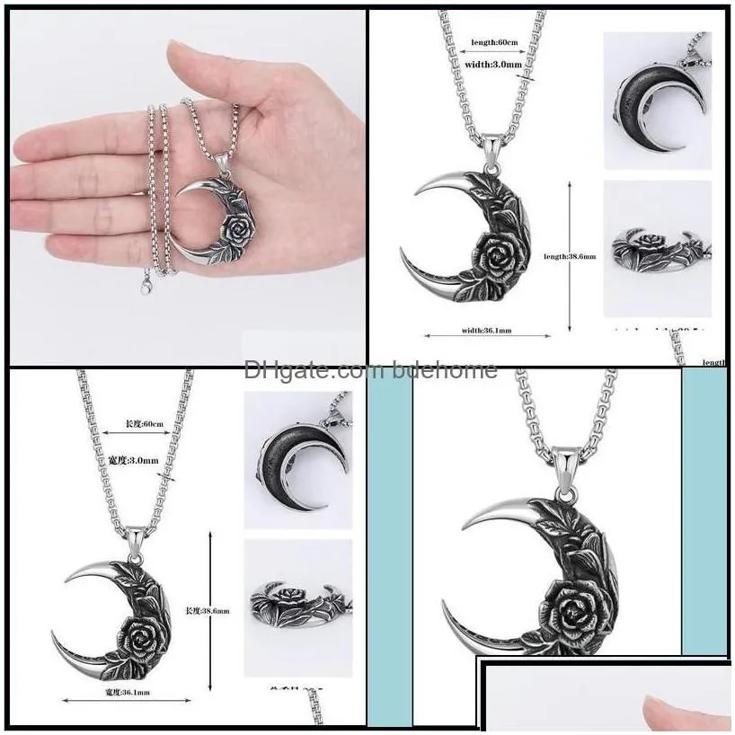 Pendant Necklaces Pendant Necklaces Hip Hop Fashion Moon Rose Necklace Jewelry For Women Men Wholesale Direct Salependant Dr Dhgarde