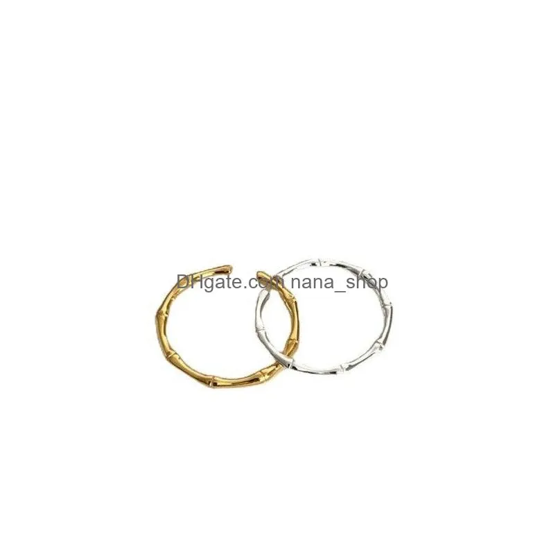 Band Rings Authentic 925 Sterling Sier Bamboo Knuckle Rings Open Size Fashion Thin Stacking Adjustable Finger For Jewelry Ring Dh0Th