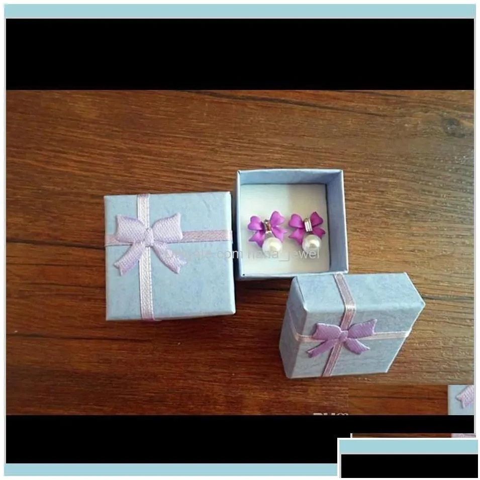 Boxes Packaging Display Jewelrywholesale 50 Pcs /Lot Square Ring Earring Necklace Jewelry Box Gift Present Case Holder Set W334 Ayepd