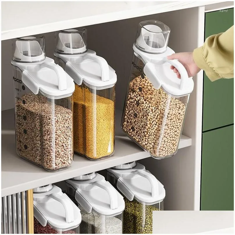 storage bottles 2l 2.8l plastic sealed jars large food container bean rice box with handle organizer kitchen accessories