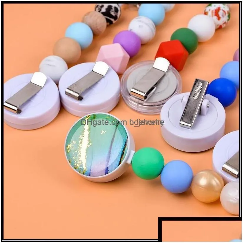 Key Rings Sile Bead Retractable Badge Reel Bpa Colorf Teething Chains Id Holder Belt Clip Jewelry Gift Drop Ot3Sh