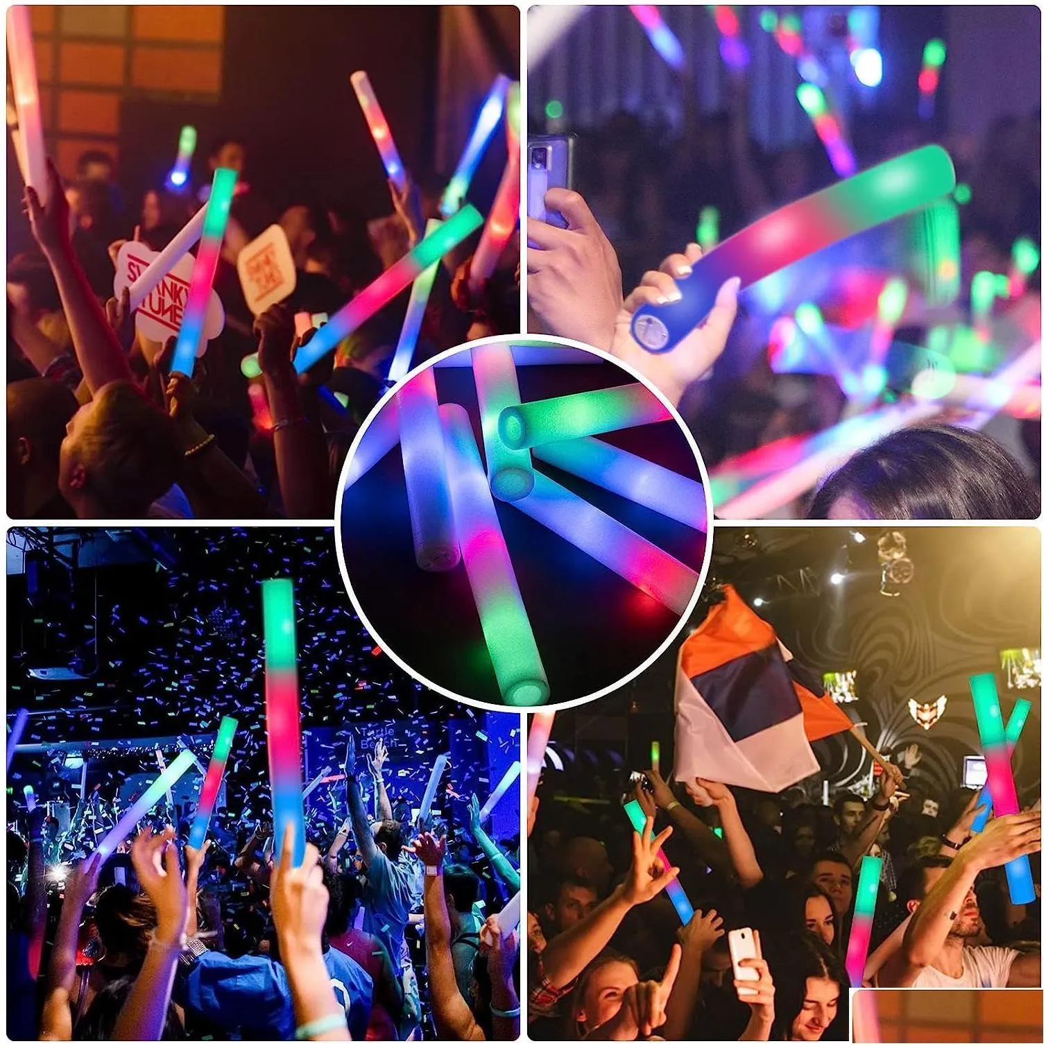 Led Rave Toy Glow Sticks Bk Toy Jy 4Th Party Supplies Led Foam Stick With 3 Modes Colorf Flashing Glowing In The Dark For Wedding Rave Dhqa7