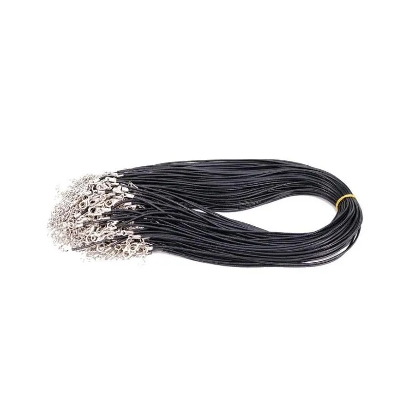 Pendant Necklaces 1.5mm 55and 5cm Jewelrypendant Pendants Jewelry Chains Chokers Twisted Braided Black Cord Chain Necklace String For Women Rope Leather