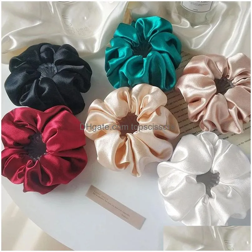 Hair Accessories Fashion Satin Silk Women Birds Nest Elastic Hair Bands Large Scrunchies Bow Bun Ponytail Holder Clips Accessories Hai Dhrkh